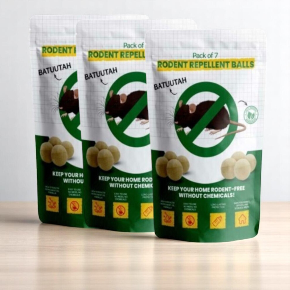 Batuutah (3 Pack) 7Pcs Mouse, Rat Rodent Repellent Peppermint Balls