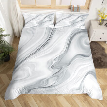 (Grey White, Double(No Comforter)) Homewish Light Purple Marble Bedding Set Gold Abstract Fluid Marbling Duvet Cover For Men Women Bronzing Sequins Marble Grain Double Comforter Cover F