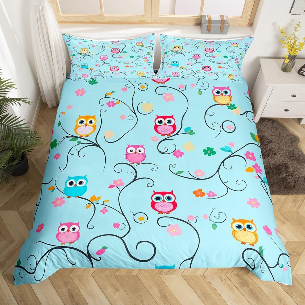 (Blue, Double(No Comforter)) Homewish Heart Double Duvet Cover Black Love Heart Bedding Set,Geometric Line Decor Comforter Cover Cute Heart Bed Set Fo