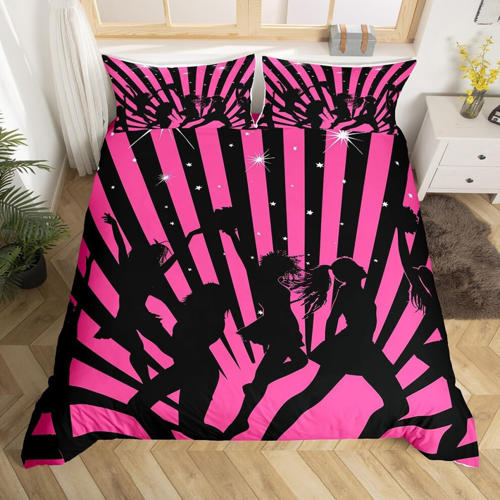 (Black, King(No Comforter)) Homewish Heart Double Duvet Cover Black Love Heart Bedding Set,Geometric Line Decor Comforter Cover Cute Heart Bed Set For