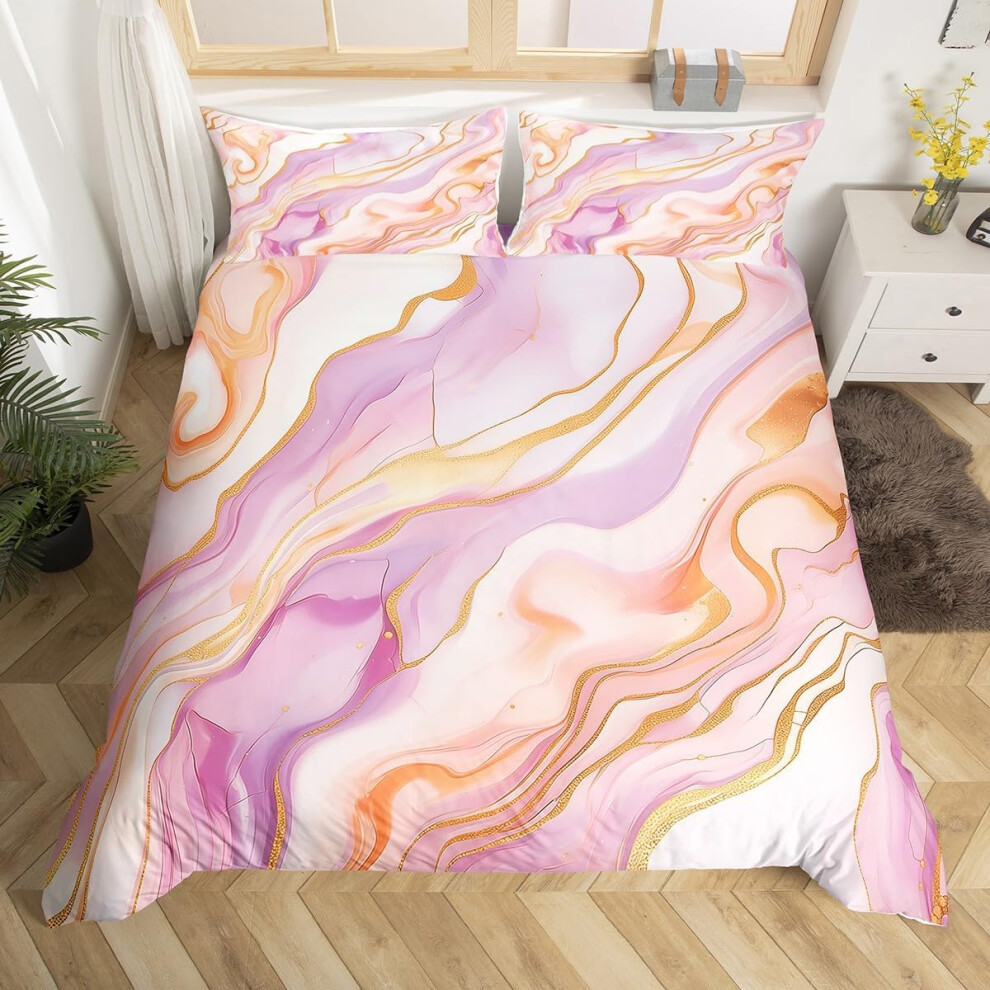 (Pink Purple Yellow, Single(No Comforter)) Homewish Heart Double Duvet Cover Black Love Heart Bedding Set,Geometric Line Decor Comforter Cover Cute He