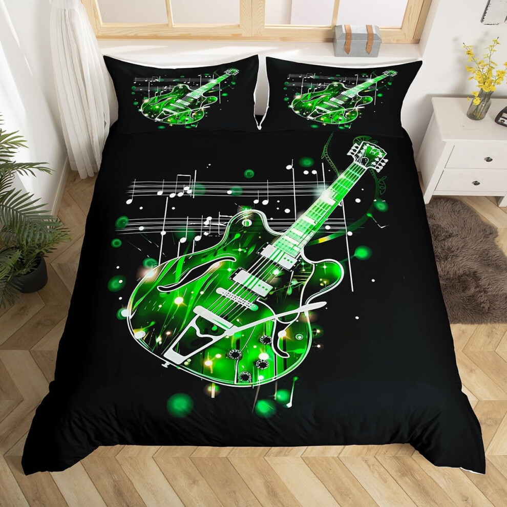 (Green Black, Super King(No Comforter)) Homewish Heart Double Duvet Cover Black Love Heart Bedding Set,Geometric Line Decor Comforter Cover Cute Heart