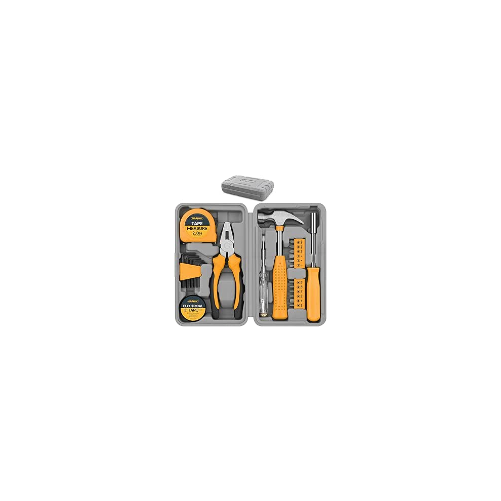 Hi-Spec 24Pc Yellow Household Diy Tool Kit. Small Mini Box Set Of Starter Basic Tools For Home & Office 9123141501449