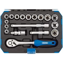 Draper Expert 18 Piece Metric Socket Set | Ratchet Tool and Case | 3/8" Square Drive | HI-TORQ MM/AF Sockets | DIY Home