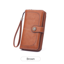 (Y1650-brown) High Quality Women Wallet RFID Anti-theft Leather