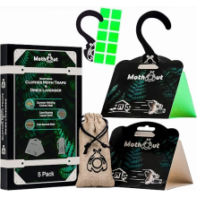 MothOut 5 Pheromone Clothes & Carpet Moth Traps Kit with Lavender Freshener, 10 Glowing Pads & Moth Prevention eBook (42936497)