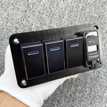 (USB D3 musta) Alumiininen kytkinpaneelin LED-valokytkin ON-OFF Keinukytkinpaneelin LED-kytkin
