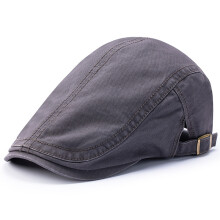 (GRAY-XL Head 60-64cm)Adult Cotton Beret Dad Casual Newsboy Hat Big Head Man Oversize Flat Peak Painter IR
