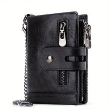 (black) 100% Genuine Leather RFID Men Cowhide Wallets Coin