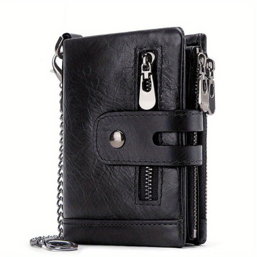 (black) 100% Genuine Leather RFID Men Cowhide Wallets Coin