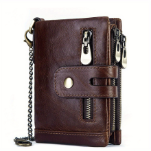 (Coffee) 100% Genuine Leather RFID Men Cowhide Wallets Coin