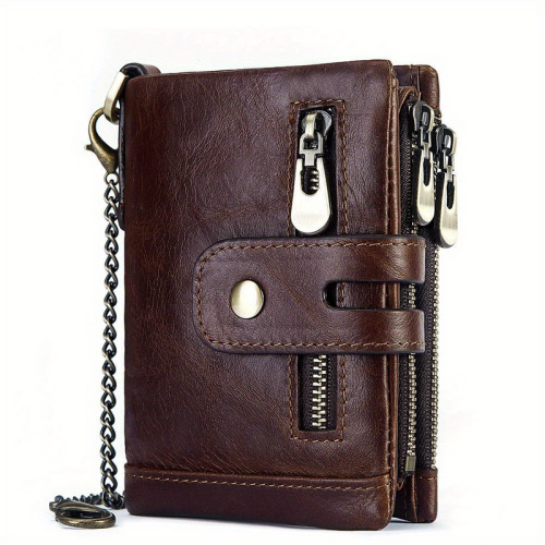 (Coffee) 100% Genuine Leather RFID Men Cowhide Wallets Coin