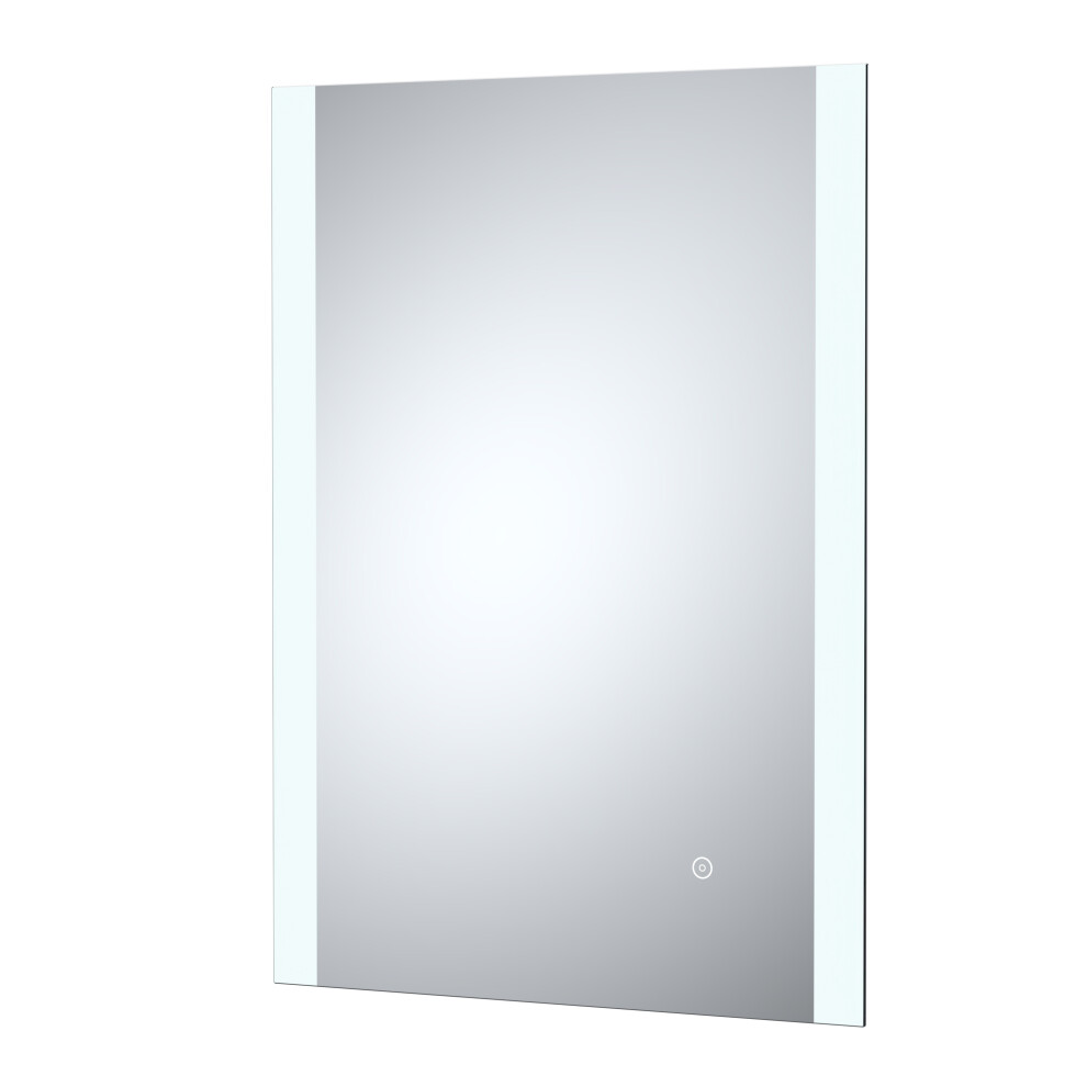 Contemporary Rectangular LED Illuminated Touch Sensor Mirror with Demister, 700mm x 500mm - Chrome