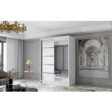 GABA LO3 120 cm Sliding Door Wardrobe with Mirror Full White