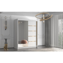 GABA FO3 150 cm Sliding Door Wardrobe with Mirror Full White