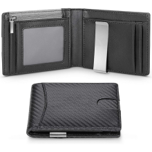 (Carbon Black) Carbon Fiber Rfid Slim Meninchs Wallets Credit Car
