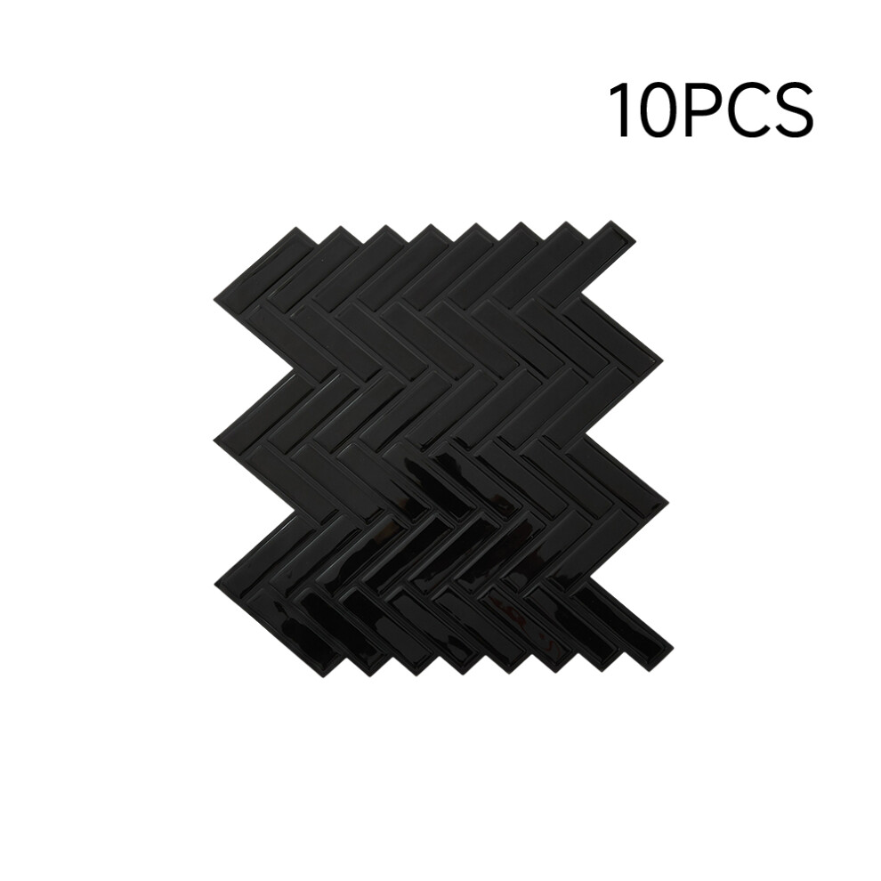 10Pcs Self-Adhesive Wall Tile Stickers, Black