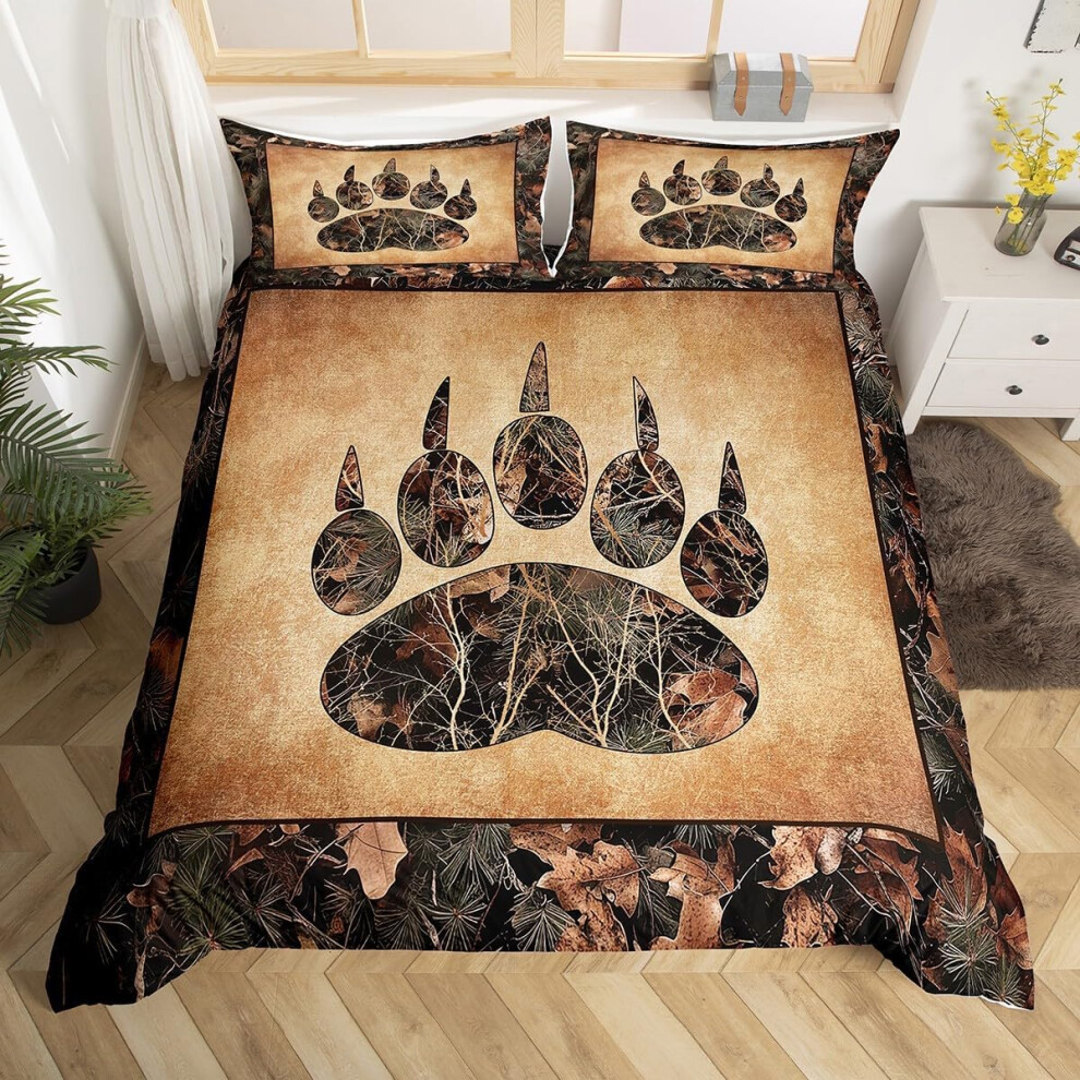 (Ginger, King(No Comforter)) Homewish Rustic Farmhouse Duvet Cover Double Tree Branches Camo Cabin Bedding Set Hunting Animal Mallard Duck Comforter C