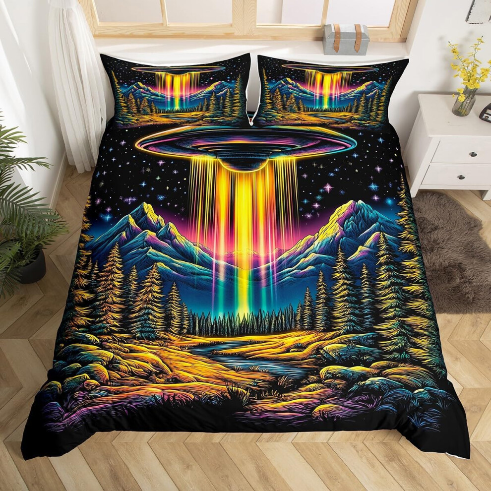 (Green Black Yellow, Super King(No Comforter)) Homewish Sugar Skull Bedding Set Crow Gothic Comforter Cover Exotic Flowers Double Duvet Cover,Goth Moon Galaxy Rose Bed Set