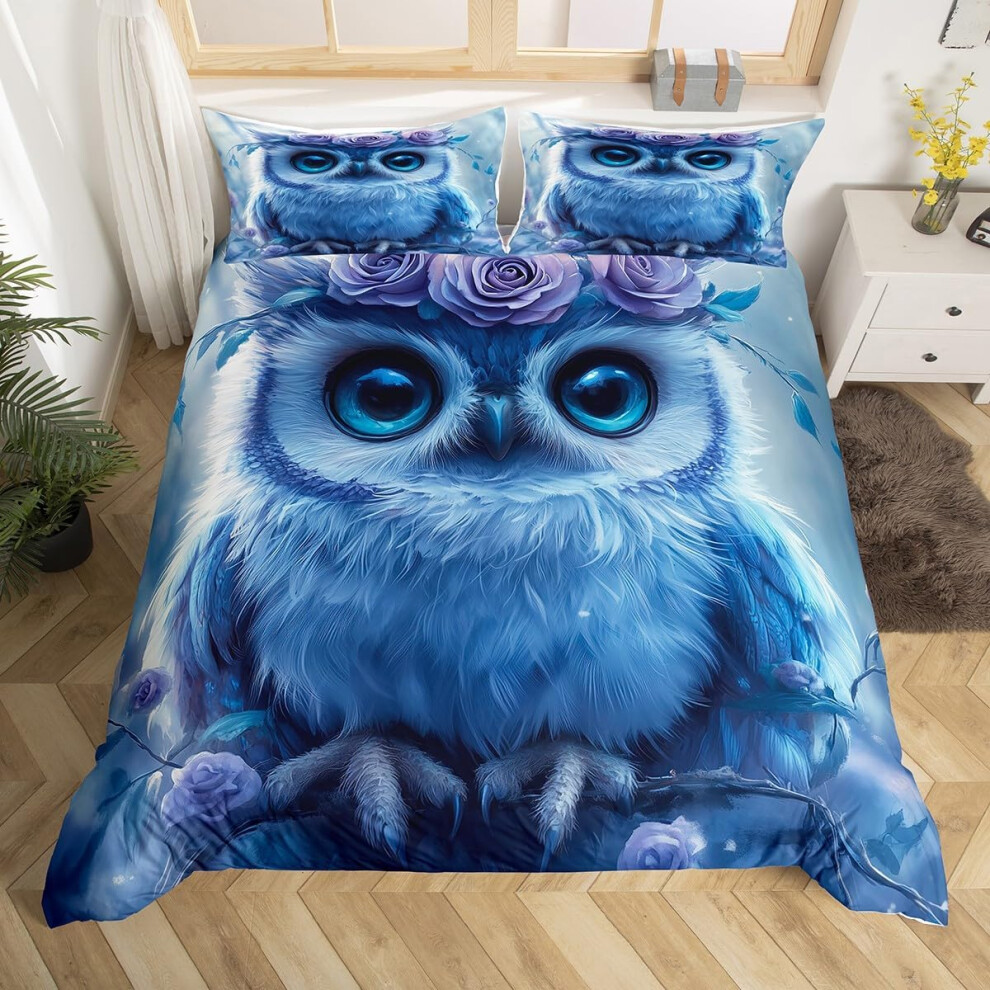 (Gary Double(No Comforter)) Girls Peacock Comforter Cover Exotic Birds Bohemian Double Bedding Set, Flower Feather Ink Painting Duvet Cover Pink