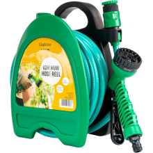 Mini Hose Pipe Reel with 10M / 32 Feet Hosepipes | Garden Hose with Adjustable 7 in 1 , Wall Mount Accessories for Irrigation - Portable for Watering