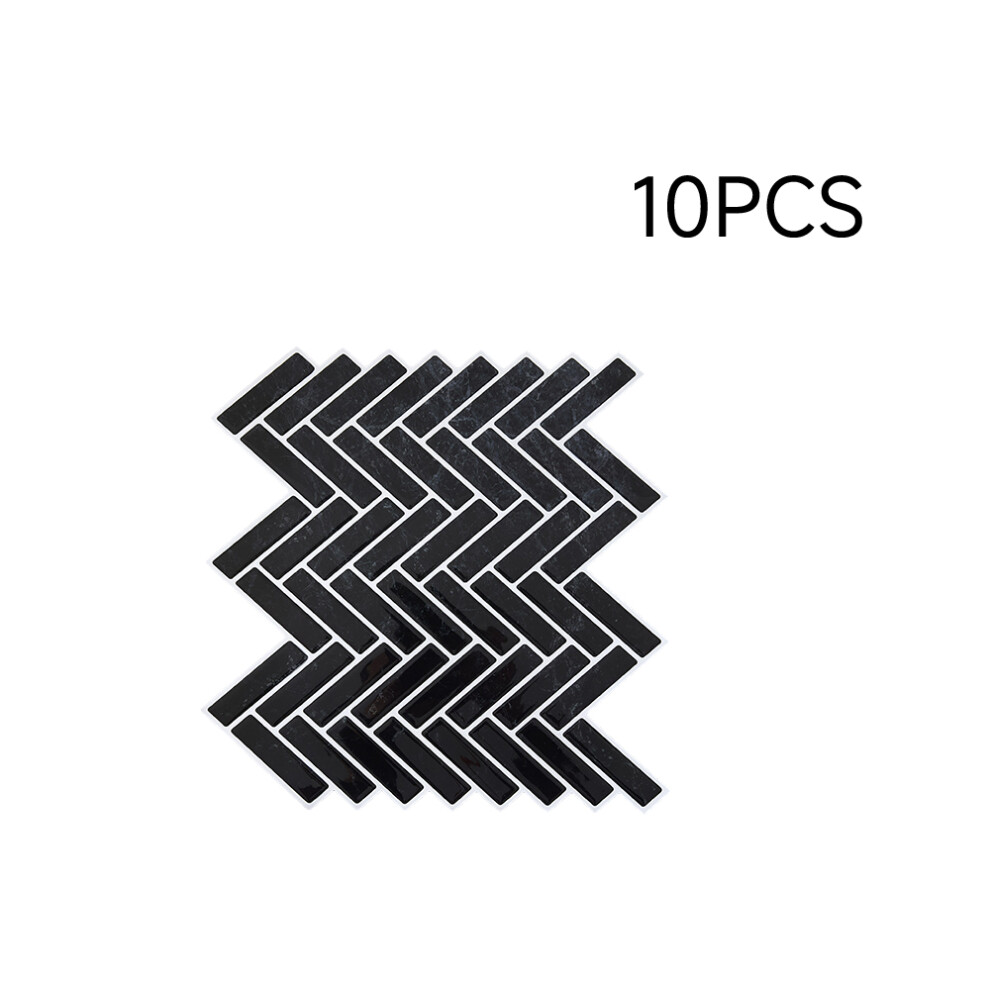 10Pcs Self-Adhesive Wall Tile Stickers, Black