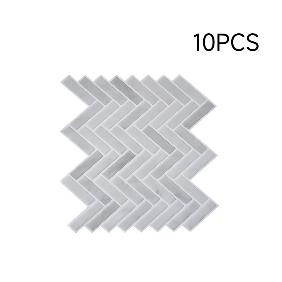 10Pcs Self-Adhesive Wall Tile Stickers, Grey