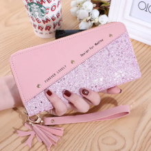 (Pink) High Quality Women Wallets Lady Purses Wristlet Ha