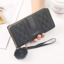 (Black) High Quality Women Wallets Lady Purses Wristlet Ha