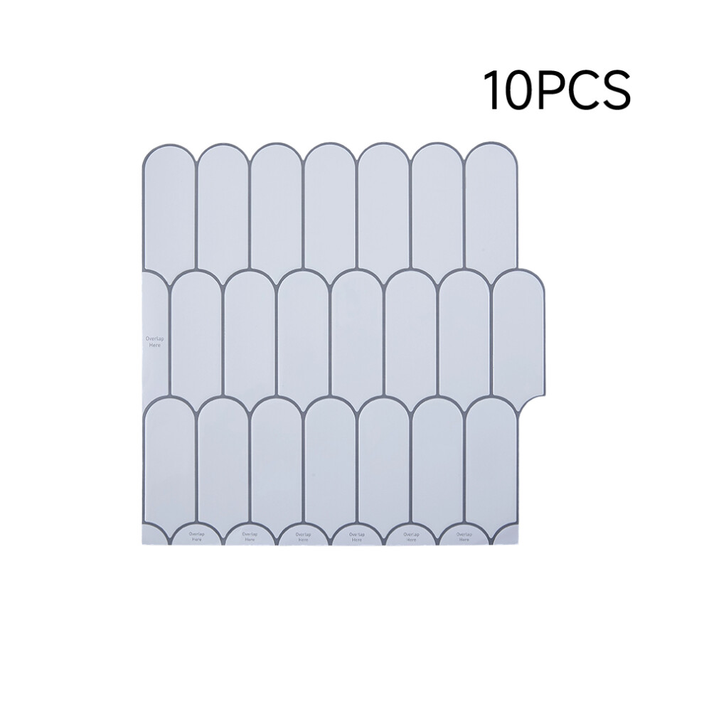 10Pcs Self-Adhesive Wall Tile Stickers, Light Grey