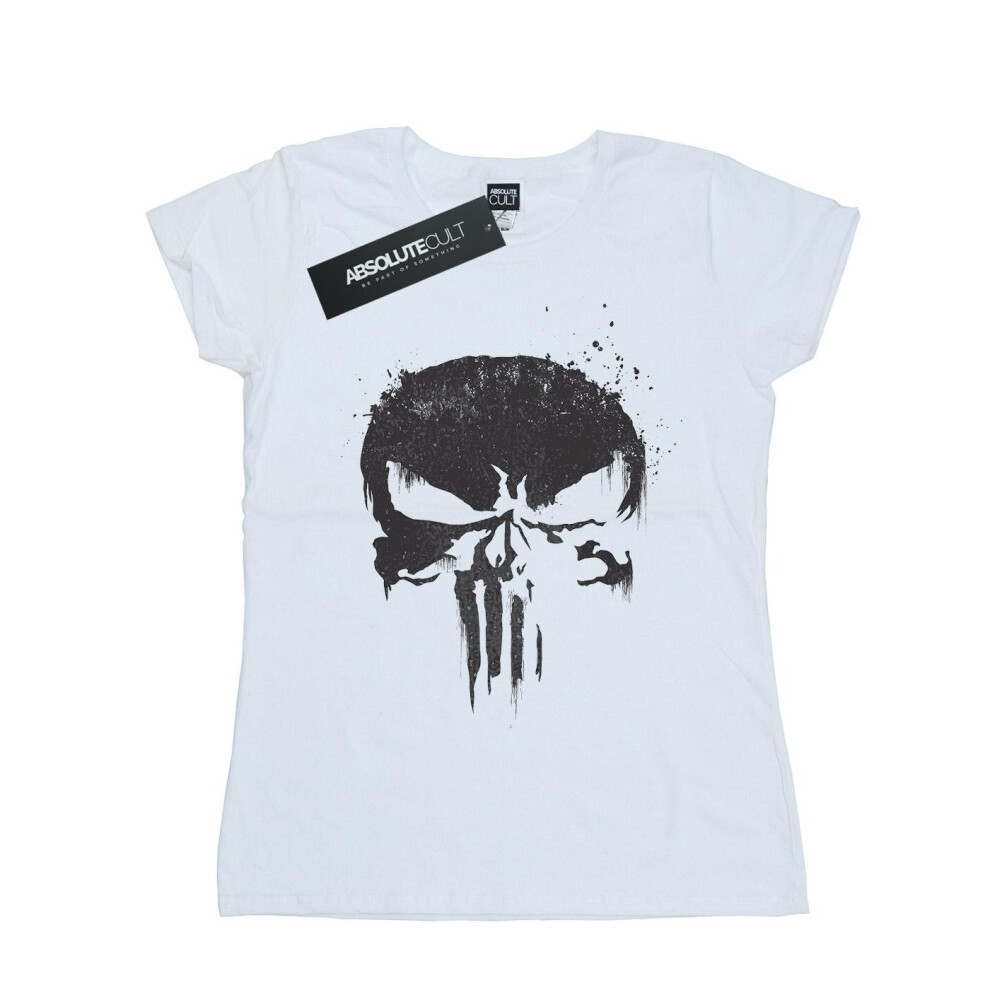 (XXL, White) Marvel Womens/Ladies The Punisher TV Skull Logo Cotton T-Shirt
