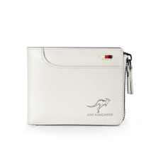 (WHITE) Luxury Designer Wallet for Men PU Leather RFID	Cre