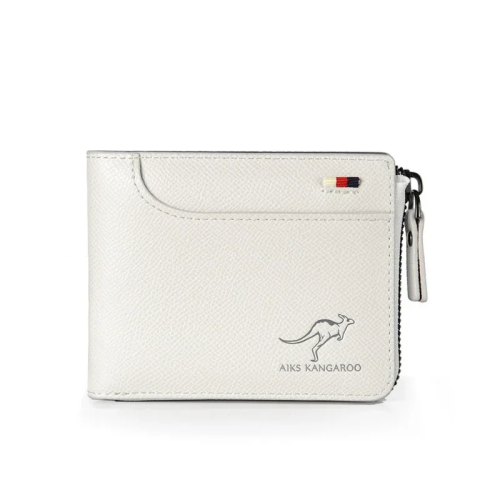 (WHITE) Luxury Designer Wallet for Men PU Leather RFID	Cre