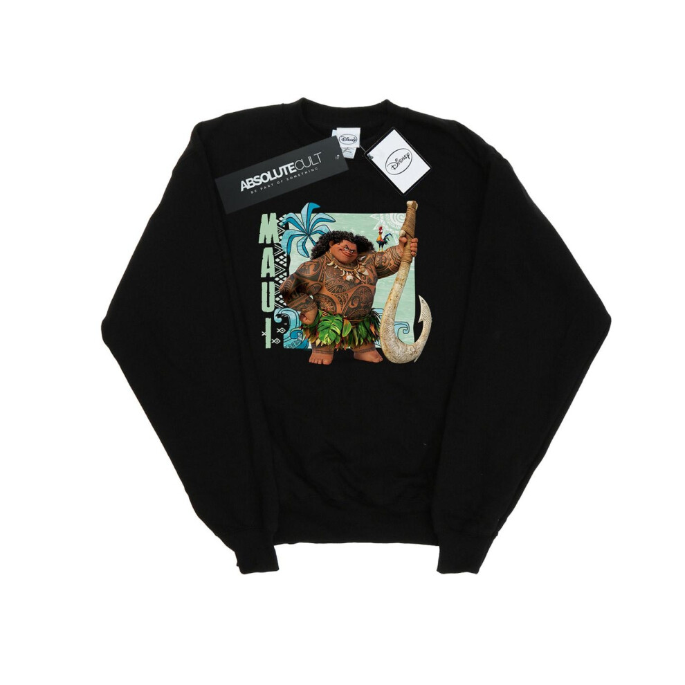 (12-13 Years, Black) Disney Girls Moana Maui Sweatshirt