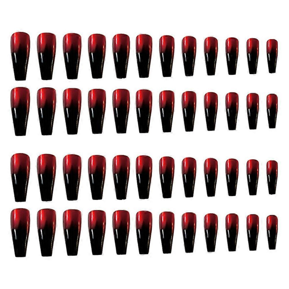 (As show, One size) 2 box/48pcs Full Cover Fake Fingernails Glossy False Nails Artificial Fake Nails