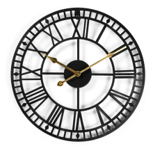 60cm Large Black Roman Numeral Metal Wall Clocks