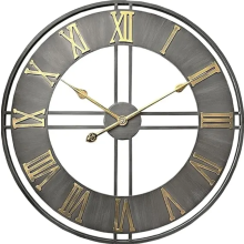 60cm Large Grey and Gold Roman Numeral Metal Wall Clocks