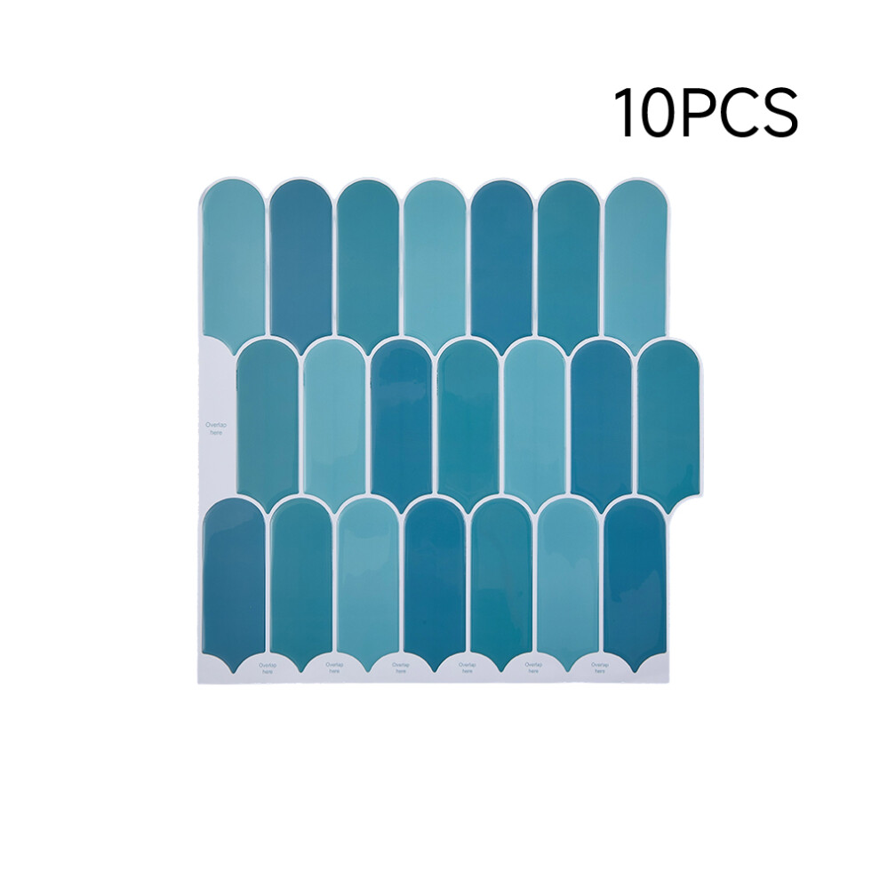 (Blue) 10Pcs Self-Adhesive Wall Tile Stickers