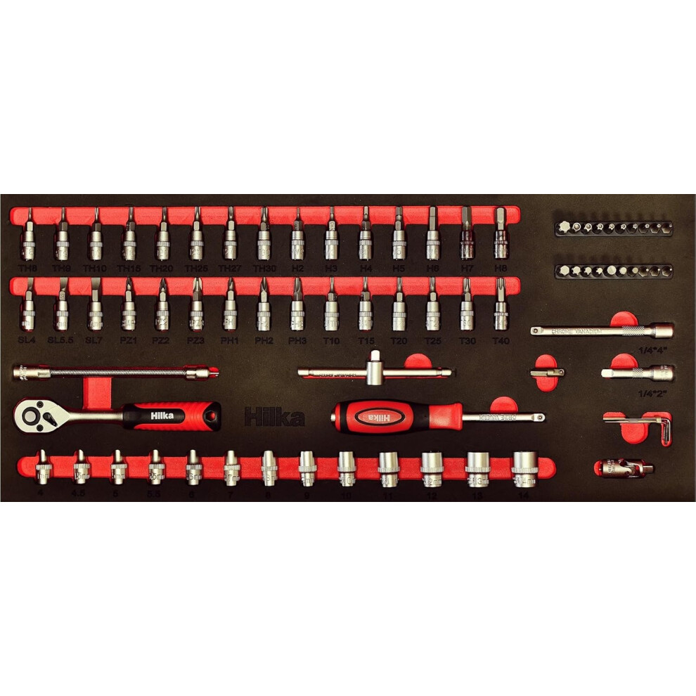 Hilka Socket Set 75 Pce Metric 1/4 " Inch Drive Tool Kit In Eva Foam