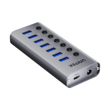 Unitek H1314A USB-hub 7 poorten USB-A 3.0 ruimtegrijs aluminium