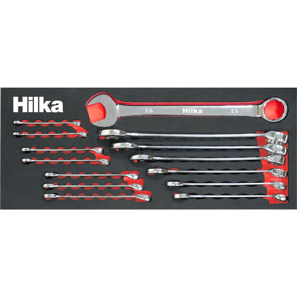 Hilka Spanner Set 14 Pce Combination Metric Spanners In Eva Foam