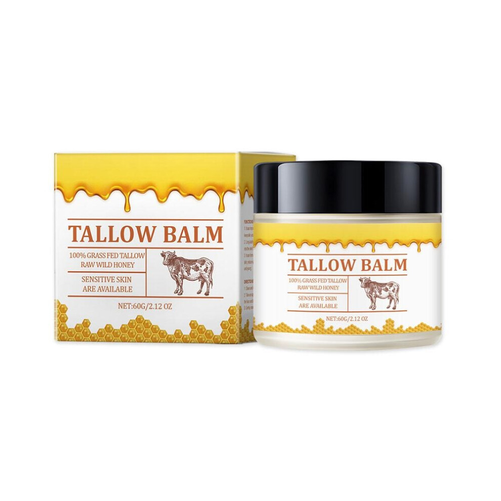 Rowjow (3Pcs) Beef Tallow Paste For Skin Care, 60G Beef Balm, Grass Fed Tallow Wild Honey, Face And Body Whipped Moisturizer