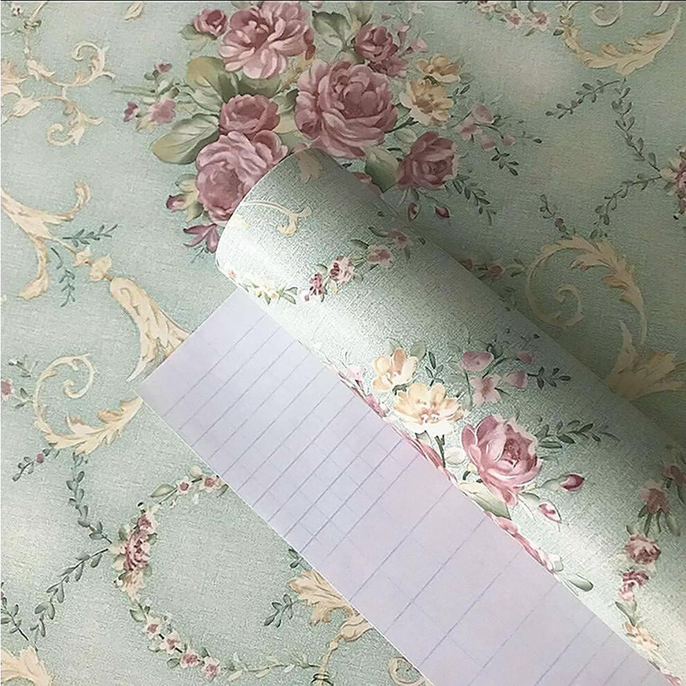 Teemall Vintage Blooming Flower Wallpaper Peel & Stick Backsplash Mural For Livingroom Bedroom Kitchen 17.7''X98'' 733430233228
