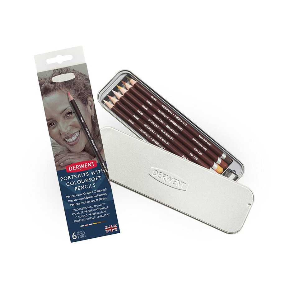 Derwent Colored Pencils  ColourSoft Pencils  Skintone  Drawing  Art  Metal Tin  6 Count (2300217)