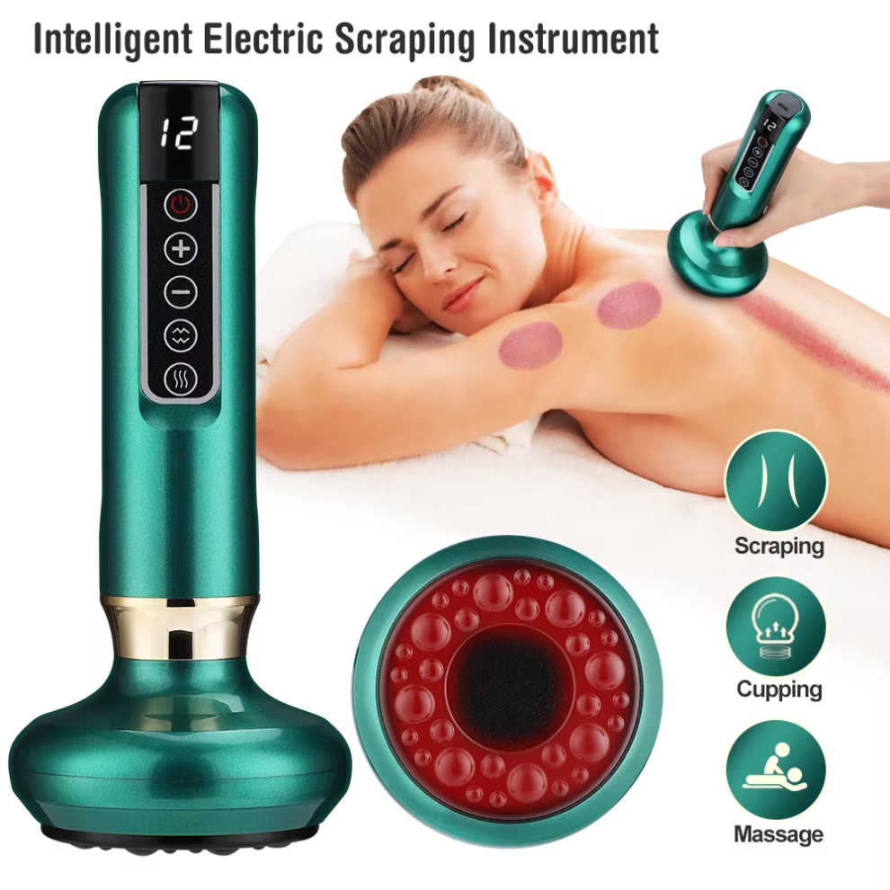 Electric Cupping Massager Vacuum Suction Cup GuaSha Anti Cellulite Beauty Health Scraping Infrared Heat Body Slimming M