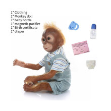 (Sininen) Monkey Silikoni Reborn Doll Puuvillalelut Simulaatio Vaatteissa Sininen Pinkki Lahja