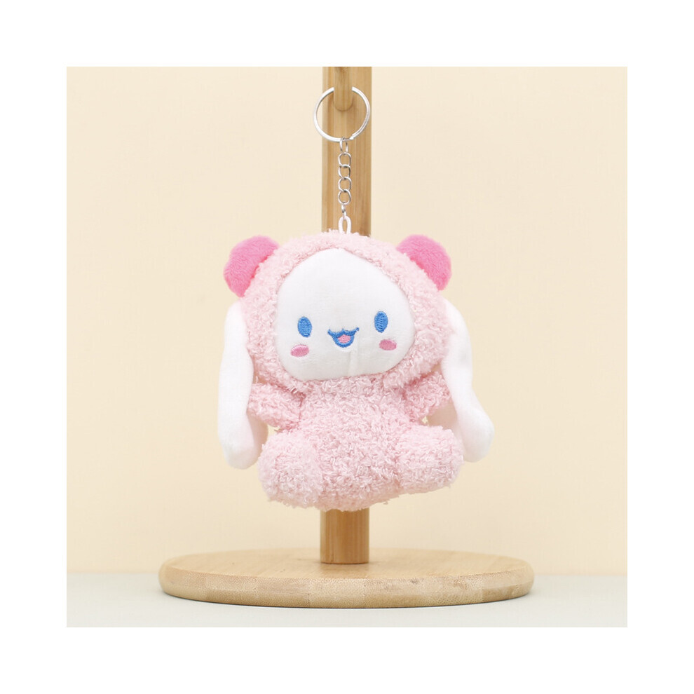 Portachiavi Di Peluche A Forma Di Cane Verde (Rosa) Color Cannella, A Pelo Corto, 12 Cm, Per Bambini