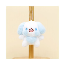 (Cane blu) Portachiavi di peluche a forma di coniglietto di pelo corto, viola, blu e rosa, 11 cm