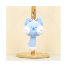 (Gatto blu) Portachiavi di peluche a forma di gatto, morbido, coccoloso e con coda lunga, grazioso ornamento per