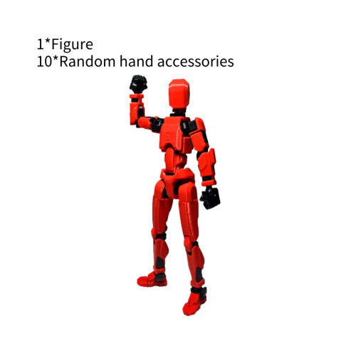 (Κόκκινο Μαύρο) Εκτυπωμένο 3d Lucky 13 Action Figure Decompressio Multi Joint